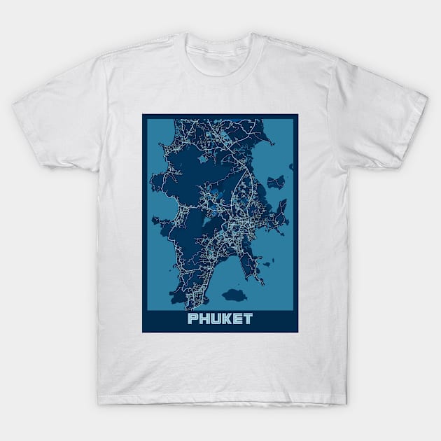 Phuket - Thailand Peace City Map T-Shirt by tienstencil